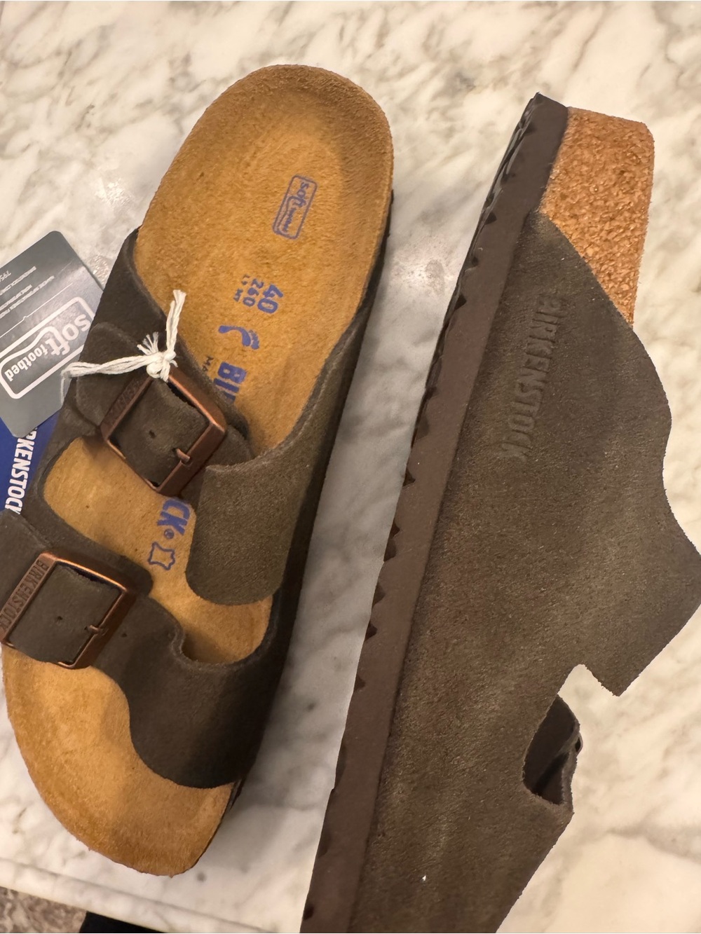 Birkenstock Arizona Sandals in Mocha Dark Brown Suede Narrow Soft Footbed 40 - Picture 8 of 14